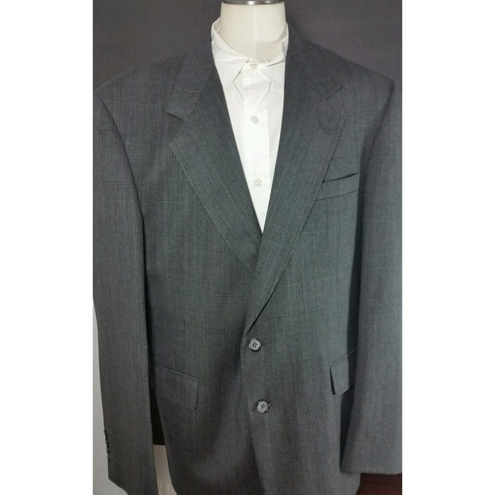Evan Picone Men's Blazer Sz 44 LGT 2 Button grey‎ glen check pattern